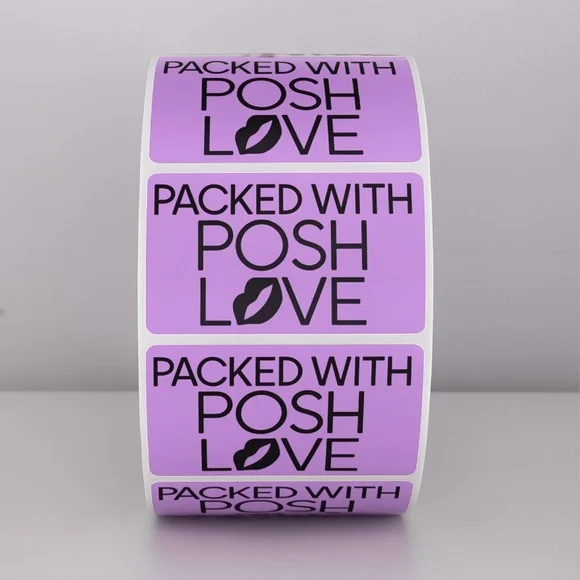 Packed With Posh Love Stickers | Purple Lips Labels for Poshmark Packaging - Picture 11 of 11